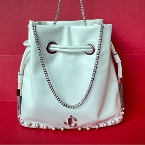 Jimmy Choo Marcheline, White leather bucket bag small
